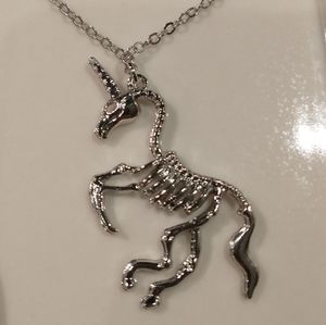 🧁 3/$30 Silver Unicorn Skeleton Necklace NEW